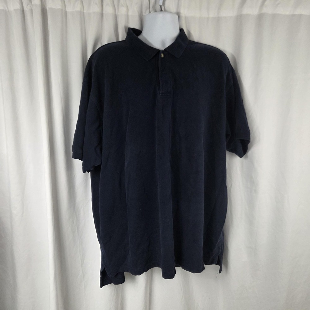 Trader Bay Polo Shirt Mens 2XLT Blue Relaxed Fit 100% Cotton Knit Casual